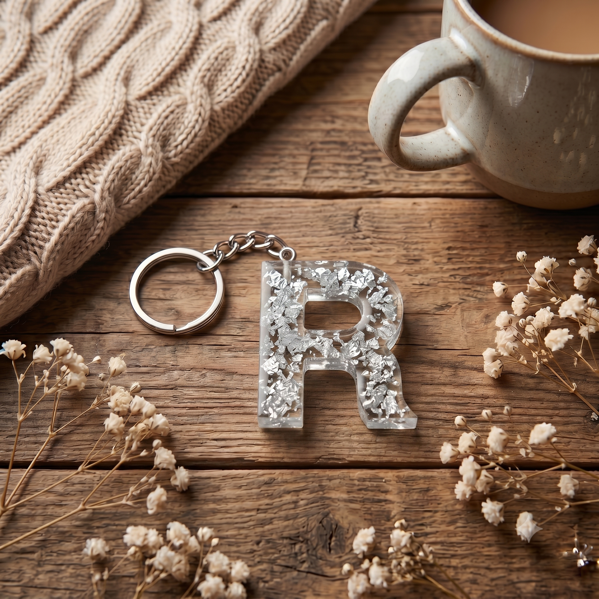 Resin Letter Keychain
