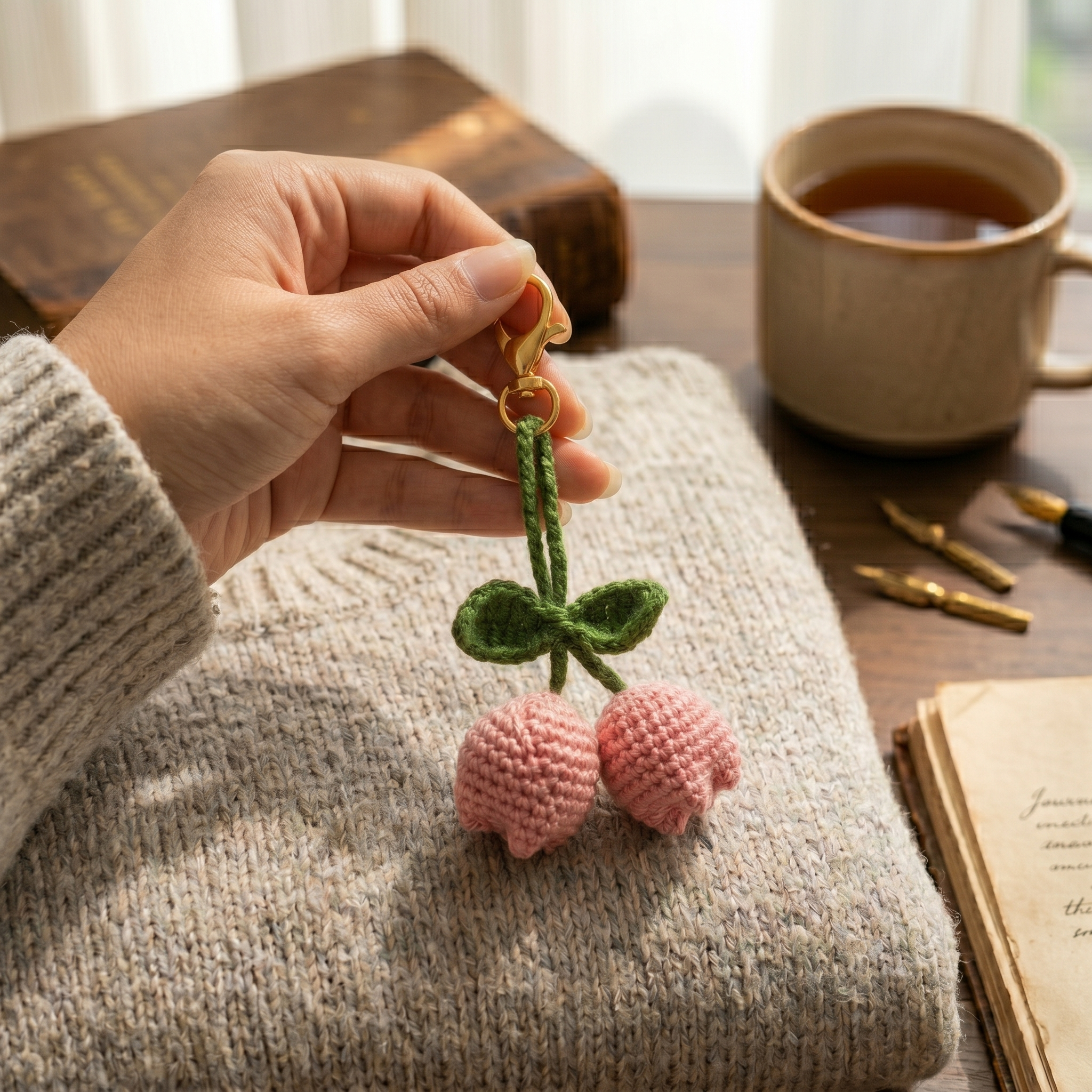 Crochet Lily of The Valley Keychain