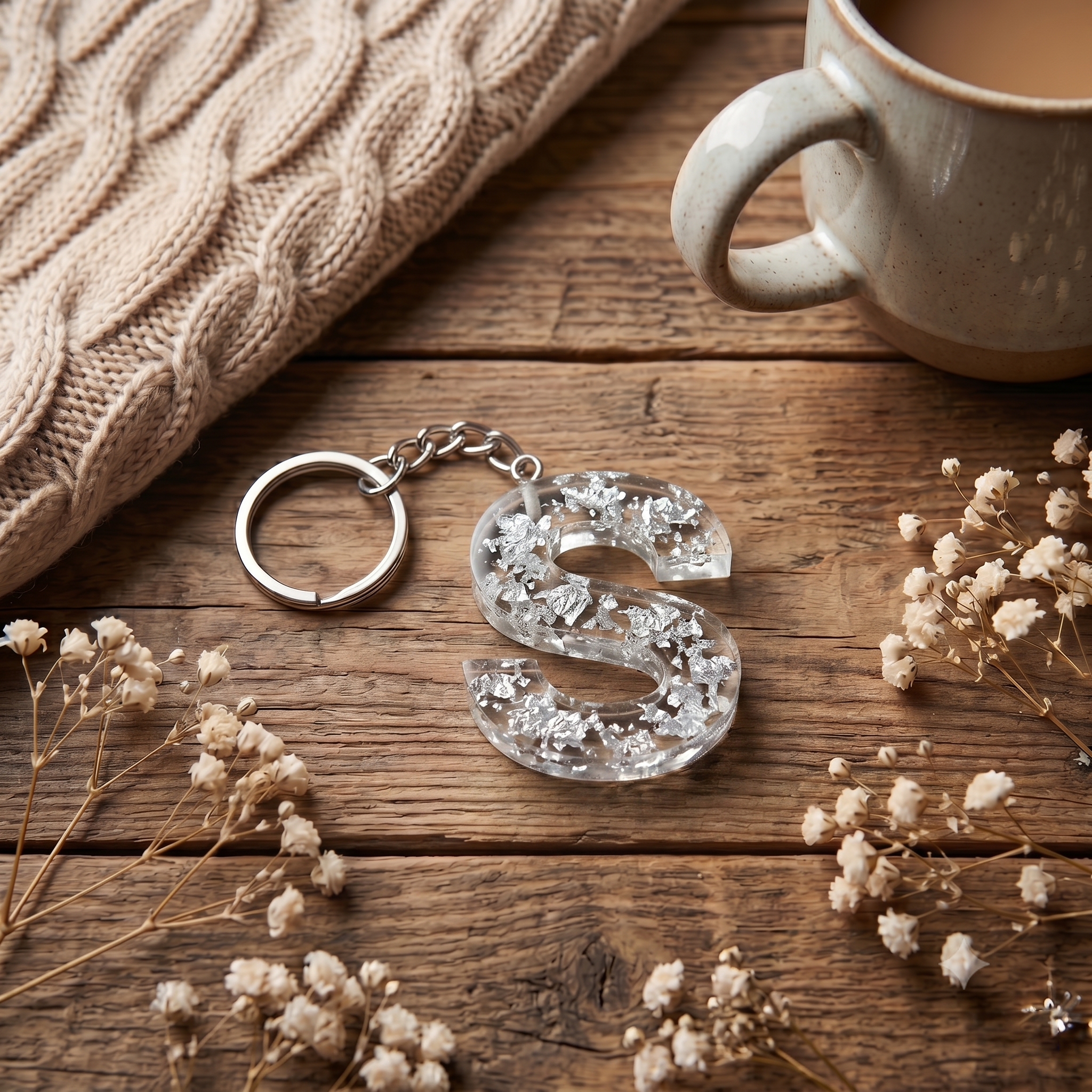 Resin Letter Keychain