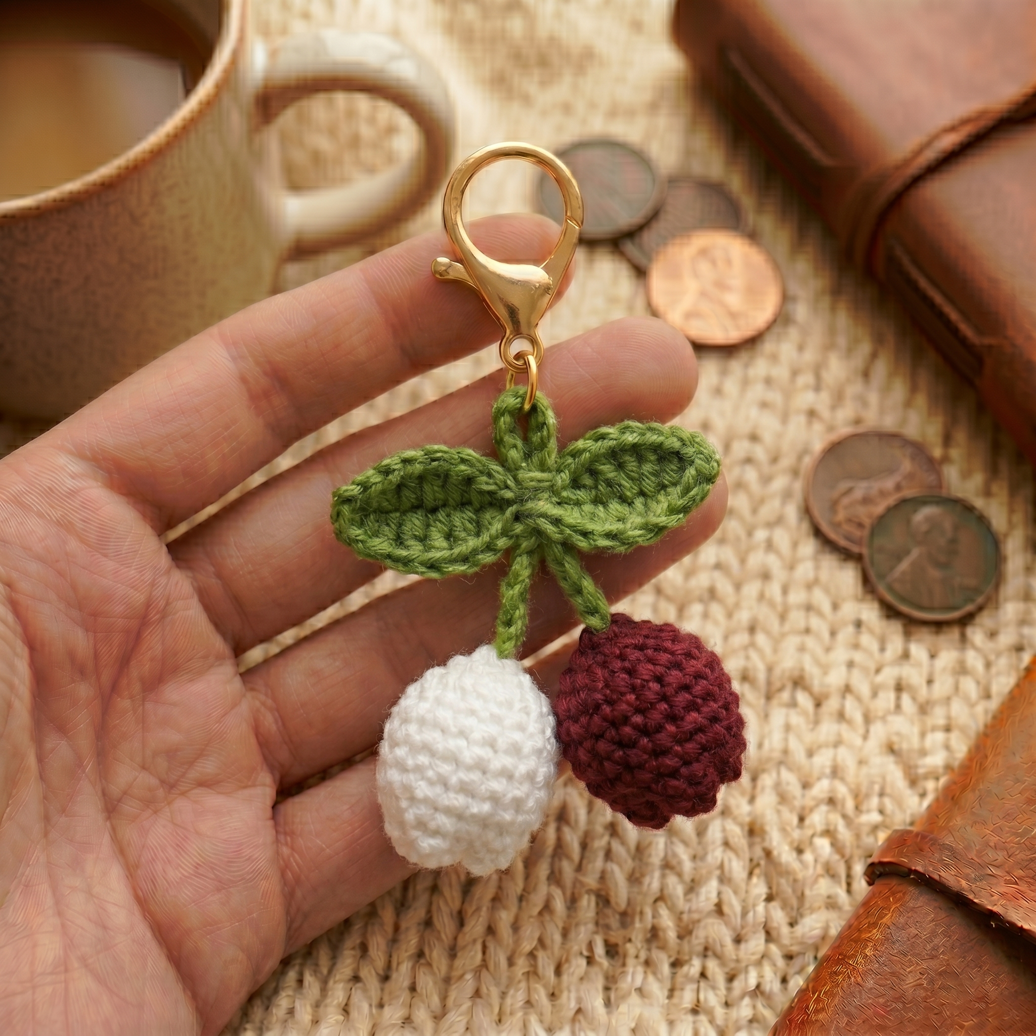 Crochet Lily of The Valley Keychain