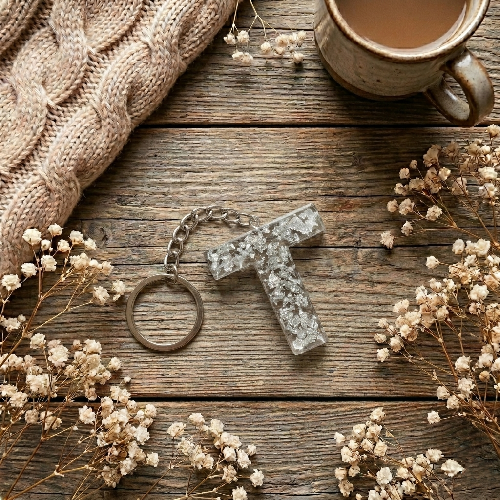 Resin Letter Keychain