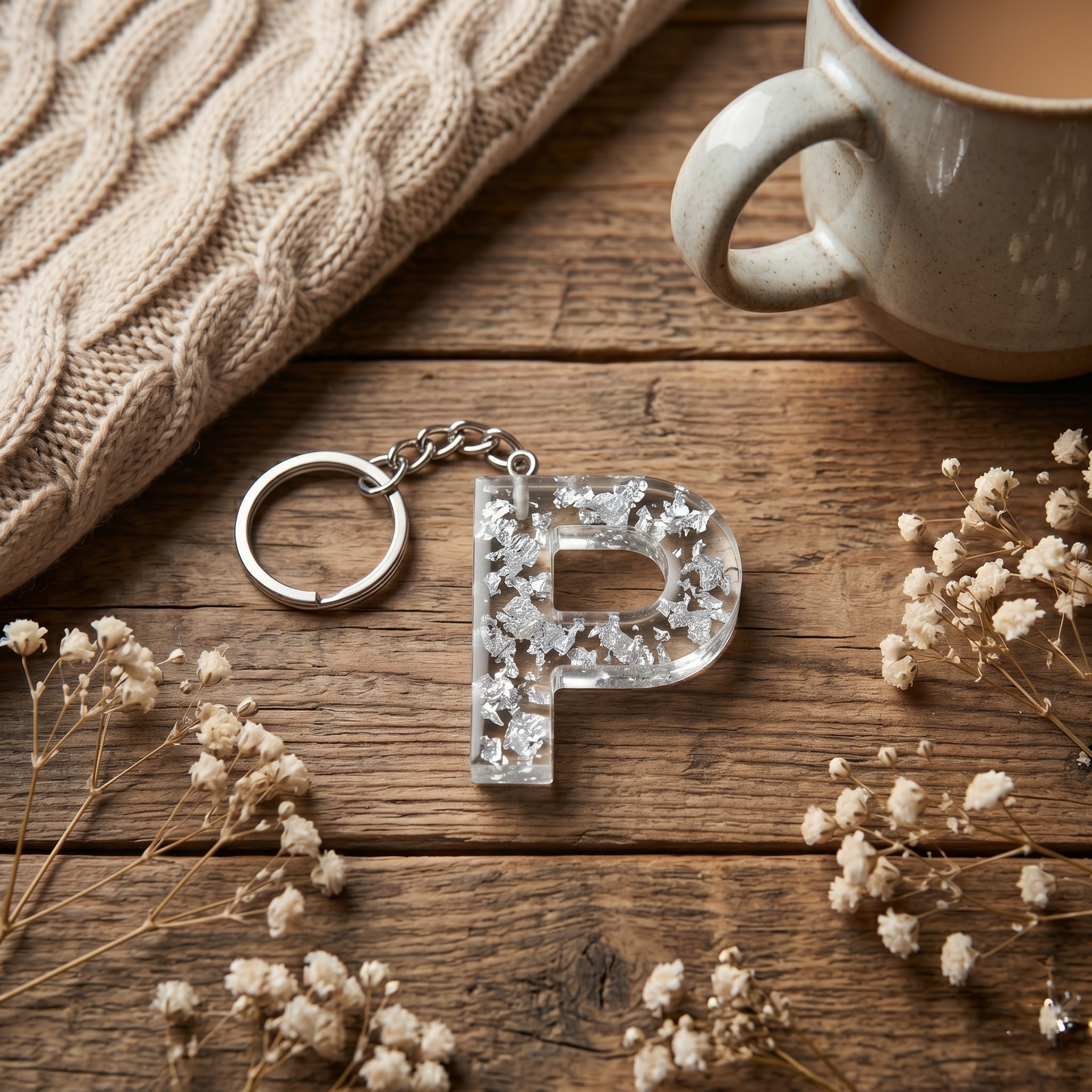 Resin Letter Keychain