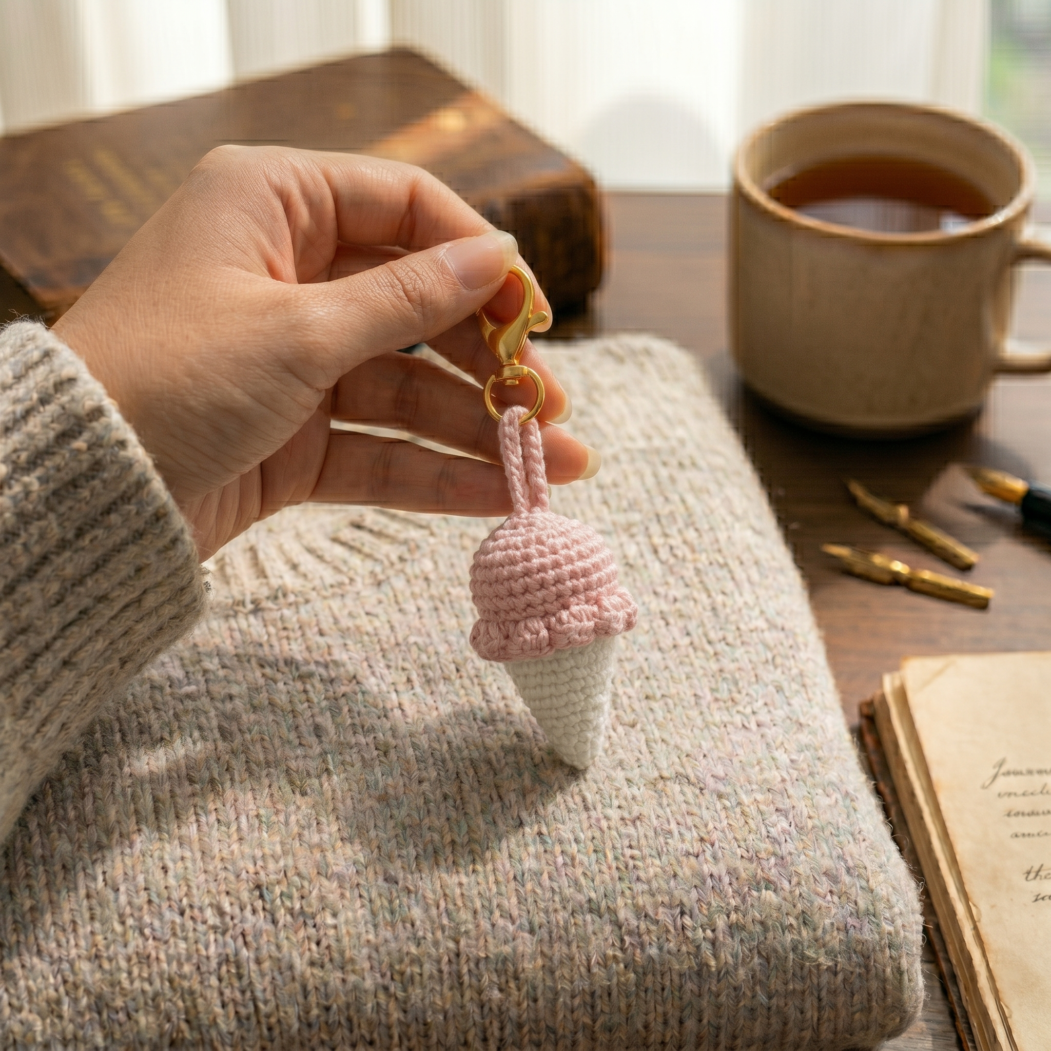 Crochet Ice-cream Keychain