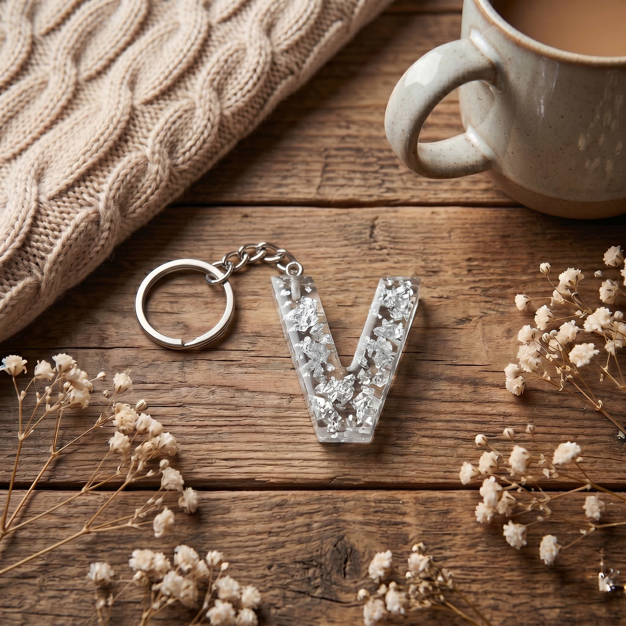 Resin Letter Keychain