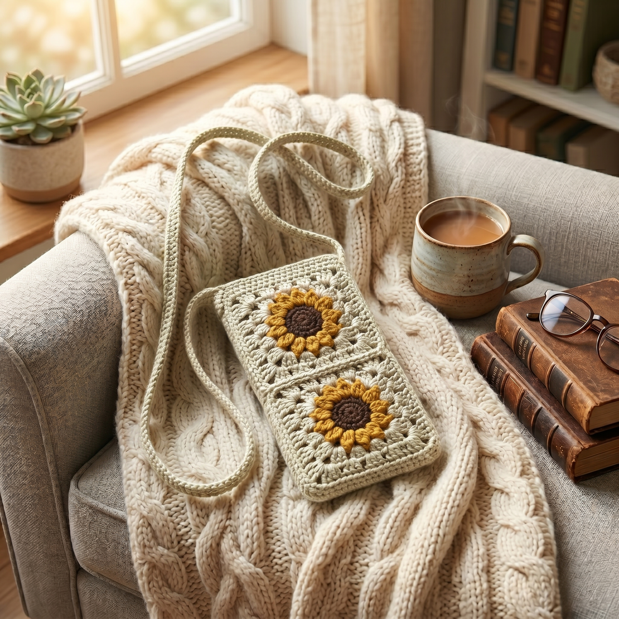 Crochet Mobile Phone Holding Bag